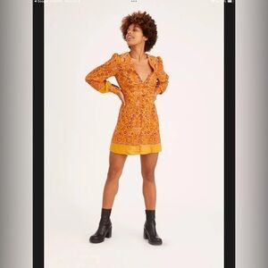 Urban Outfitters Michelle Plunging Neck Long Sleeve Mini Dress